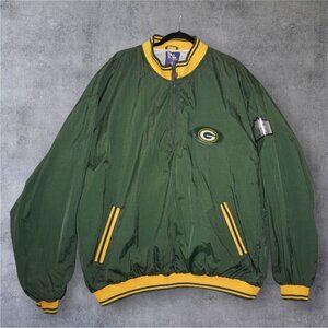 Vintage Green Bay Packers Pro Layer Windbreaker Jacket XXG Korea NFL Half Zip